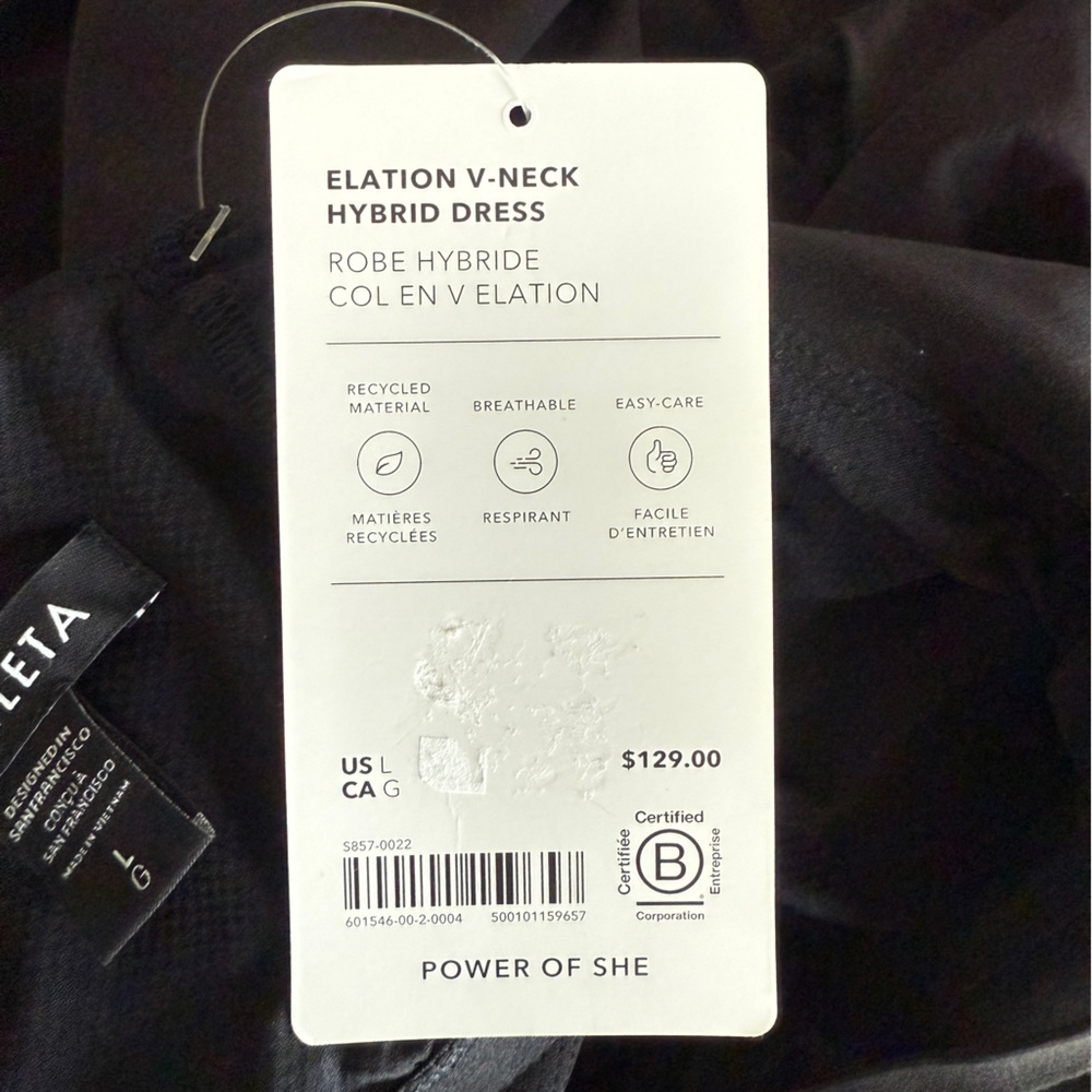 Athleta Elation V-Neck Hybrid Dress Black NWT Large - Picture 9 of 15